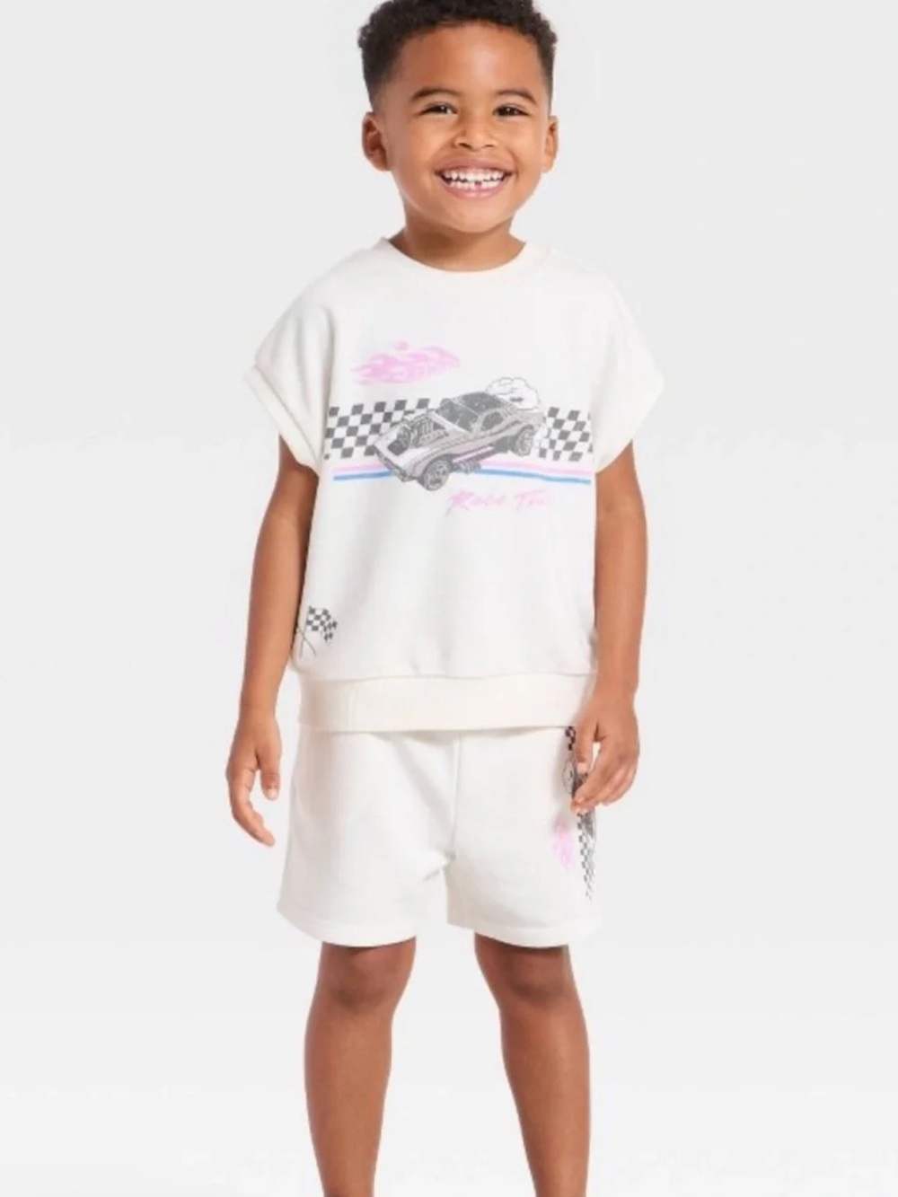 Grayson Mini Toddler Boys’ 2pc Hot Wheels Top & Bottom Set - Off White - 18M